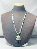 Quality Santo Domingo Carico Lake Turquoise Coral Sterling Silver Necklace-Nativo Arts