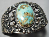Earlier Vintage Native American Navajo Hachita Turquoise Sterling Silver Bracelet Old Cuff-Nativo Arts