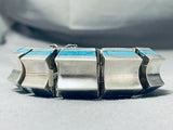 Native American Heavy Expert Workmanship Vintage Southwest Turquoise Sterling Silver Bracelet-Nativo Arts