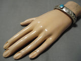 Magnificent Vintage Native American Navajo Sb Turquoise Sterling Silver Bracelet Old-Nativo Arts