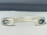 Extreme Stamp Native American Navajo Sterling Silver Bracelet Signed J. Delgarito-Nativo Arts