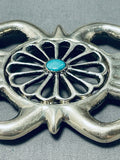 Heavy 102 Gram Vintage Native American Navajo Turquoise Sterling Silver Buckle Old-Nativo Arts