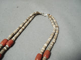 Native American Rare Huge Tubed Coral Santo Domingo Shell Sterling Silver Necklace-Nativo Arts