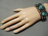 So Heavy!! Thick!! Vintage Native American Navajo Carico Lake Turquoise Sterling Silver Bracelet-Nativo Arts