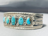 Early 1900's Vintage Native American Navajo Turquoise Silver Bracelet-Nativo Arts