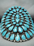 One Of The Biggest Best Vintage Native American Navajo Turquoise Sterling Silver Bracelet-Nativo Arts