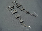 Beautiful Vintage Native American Zuni Turquoise Sterling Silver Chandelier Earrings-Nativo Arts