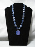 Native American Incredible Vintage Santo Domingo Lapis Sterling Silver Necklace Old-Nativo Arts