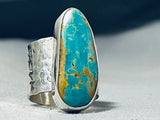 Colossal Native American Navajo Royston Turquoise Sterling Silver Ring-Nativo Arts