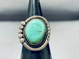 Outstanding Vintage Native American Navajo Green Turquoise Sterling Silver Ring-Nativo Arts