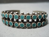 Rare Early Vintage Zuni Native American Navajo Green Turquoise Snake Sterling Silver Bracelet-Nativo Arts