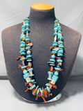 Native American One Of The Best Santo Domingo Turquoise Sterling Silver Tubule Necklace-Nativo Arts