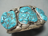 Boulders Of Turquoise Vintage Native American Navajo Sterling Silver Bracelet-Nativo Arts