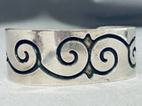 Waving Swirl Vintage Native American Navajo Hand Tooled Sterling Silver Bracelet-Nativo Arts