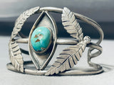 Leaf Protection Vintage Native American Navajo Turquoise Sterling Silver Bracelet Cuff Old-Nativo Arts