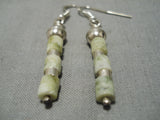 Wonderful Vintage Navajo Serpentine Sterling Silver Native American Earrings-Nativo Arts