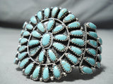 Larry Moses Begay Vintage Native American Navajo Turquoise Cluster Sterling Silver Bracelet-Nativo Arts