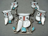 Fabulous Native American Zuni Mother-of-pearl Sterling Silver Necklace And Earring Set-Nativo Arts