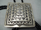 Expert Detail Vintage Native American Navajo Sterling Silver Intricate Bolo Tie-Nativo Arts