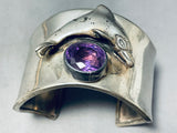 Dolphin And Amethyst Very Unique Vintage Sterling Silver Bracelet-Nativo Arts