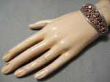 Chunyk Coral Navajo Sterling Silver Native American Bracelet Cuff-Nativo Arts
