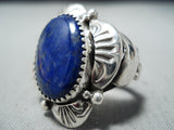 Signed Navajo Native American Lapis Sterling Silver Ring-Nativo Arts