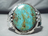 Magnificent Native American Navajo Pilot Mountain Turquoise Sterling Silver Huge Bracelet-Nativo Arts