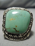 Magnificent Vintage Native American Navajo Huge Green Turquoise Sterling Silver Ring-Nativo Arts