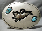 Important Very Early Vintage Native American Navajo Dan Jackson Turquoise Sterling Silver Buckle-Nativo Arts