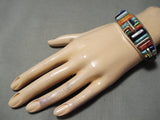Detailed Zuni Turquoise Sterling Silver Bracelet Native American-Nativo Arts