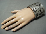 Huge Ange Chavez Cross Native American Sterling Silver Bracelet Cuff-Nativo Arts