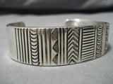Amazing Vintage Native American Navajo Thick Hand Wrought Bruce Morgan Sterling Silver Bracelet-Nativo Arts