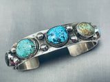 Amazing Native American Turquoise Sterling Silver Stamped Bracelet-Nativo Arts