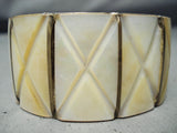 Best Vintage Native American Navajo Hand Carved Pearl Sterling Silver Bracelet-Nativo Arts