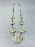 Exceptional Native American Navajo Vintage Coins Sterling Silver Necklace-Nativo Arts