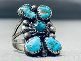 Native American Phenomenal Vintage Navajo Pilot Mountain Turquoise Sterling Silver Ring-Nativo Arts