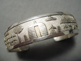 Detailed Vintage Native American Navajo Sterling Silver Hogan Bracelet-Nativo Arts