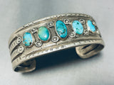 Early 1900's Vintage Native American Navajo Turquoise Silver Bracelet-Nativo Arts