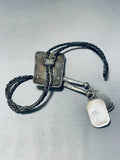 Unbelievable Vintage Native American Navajo Kingman Turquoise Sterling Silver Shadowbox Bolo-Nativo Arts