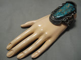 Museum Quality Vintage Native American Navajo Aqua Blue Turquoise Sterling Silver Bracelet Old-Nativo Arts