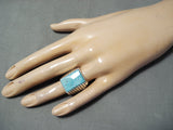 Colossal Navajo Old Kingman Turquoise Sterling Silver Ring Native American-Nativo Arts