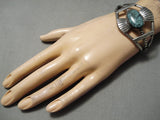 Museum Vintage Native American Navajo Spider Turquoise Sterling Silver Bracelet Old-Nativo Arts