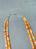 Native American Lupe Lovato Santo Domingo Orange Spiny Oyster Sterling Silver Necklace-Nativo Arts
