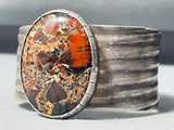 Important Vintage Native American Navajo Mosaic Japser Sterling Silver Bracelet Old-Nativo Arts