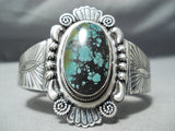 Detail Of Flanks Vintage Native American Navajo Domed Turquoise Sterling Silver Bracelet-Nativo Arts