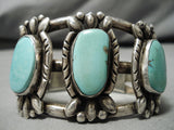 One Of Best Vintage Native American Navajo Easter Blue Turquoise Sterling Silver Bracelet Old-Nativo Arts