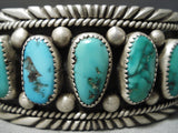 Stunning Vintage Navajo Blue & Green Turquoise Sterling Silver Bracelet Native American-Nativo Arts