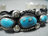 Superb Vinage Hopi Turquoise Sterling Silver Bracelet Native American Old-Nativo Arts