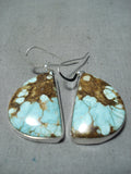 Phenomenal Navajo Native American 8 Turquoise Sterling Silver Earrings-Nativo Arts