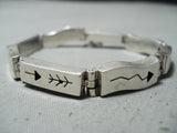 Unique Signed Vintage Native American Navajo Sterling Silver Bracelet-Nativo Arts